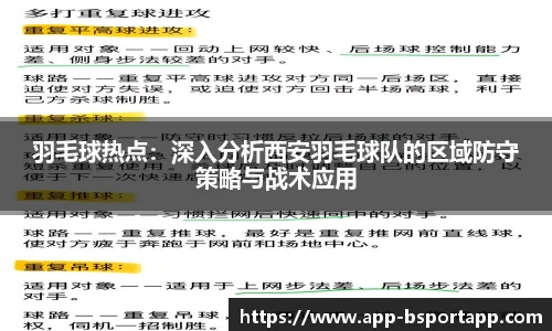 羽毛球热点:深入分析西安羽毛球队的区域防守策略与战术应用